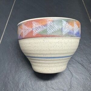 Treasure Craft Horizon Speckled Stoneware Bowl Southwestern GeometricUSA Made